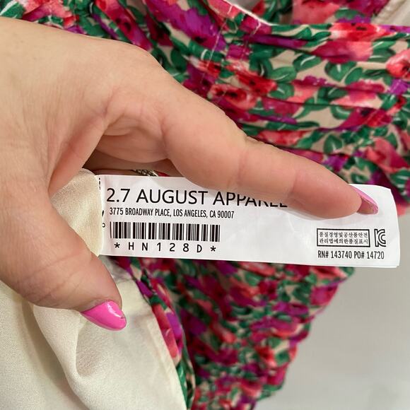 Endless Rose Floral Fitted Summertime Ruched Mini Dress Size Small - Picture 10 of 12